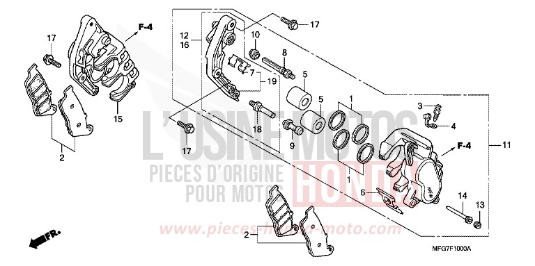 FRONT BRAKE CALIPER (CB600F/F3) for CB600F Hornet PEARL FIJI BLUE (B202) from 2008